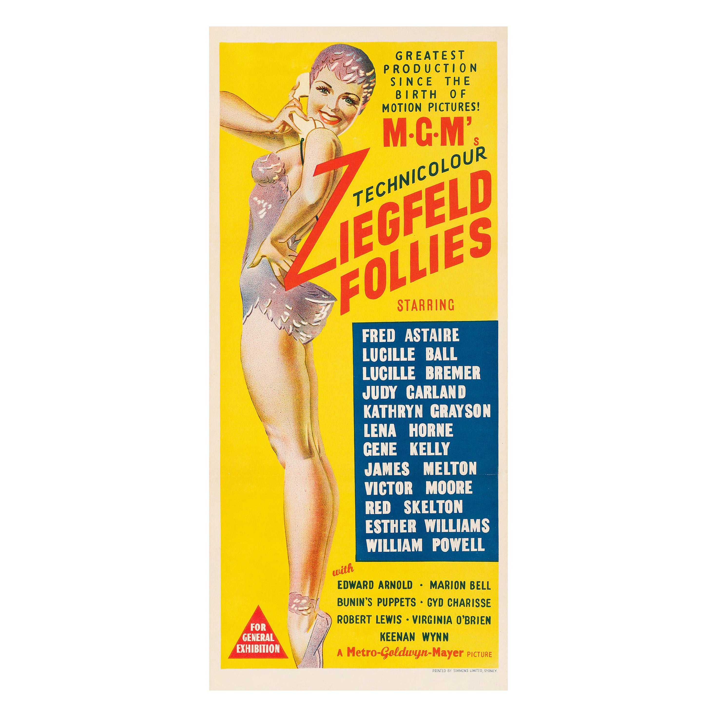 MGM's 'Ziegfeld Follies' Original Vintage Australian Daybill Movie Poster, 1945