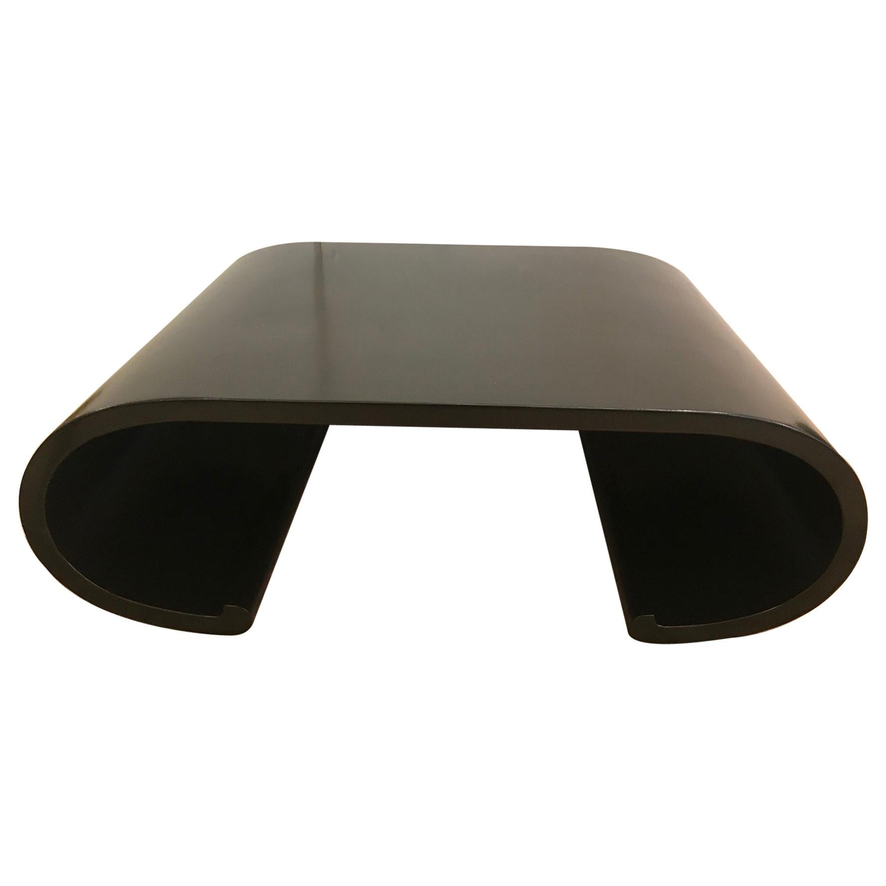 Sophisticated Mid-Century Modern Waterfall Ebonized Coffee Cocktail Table