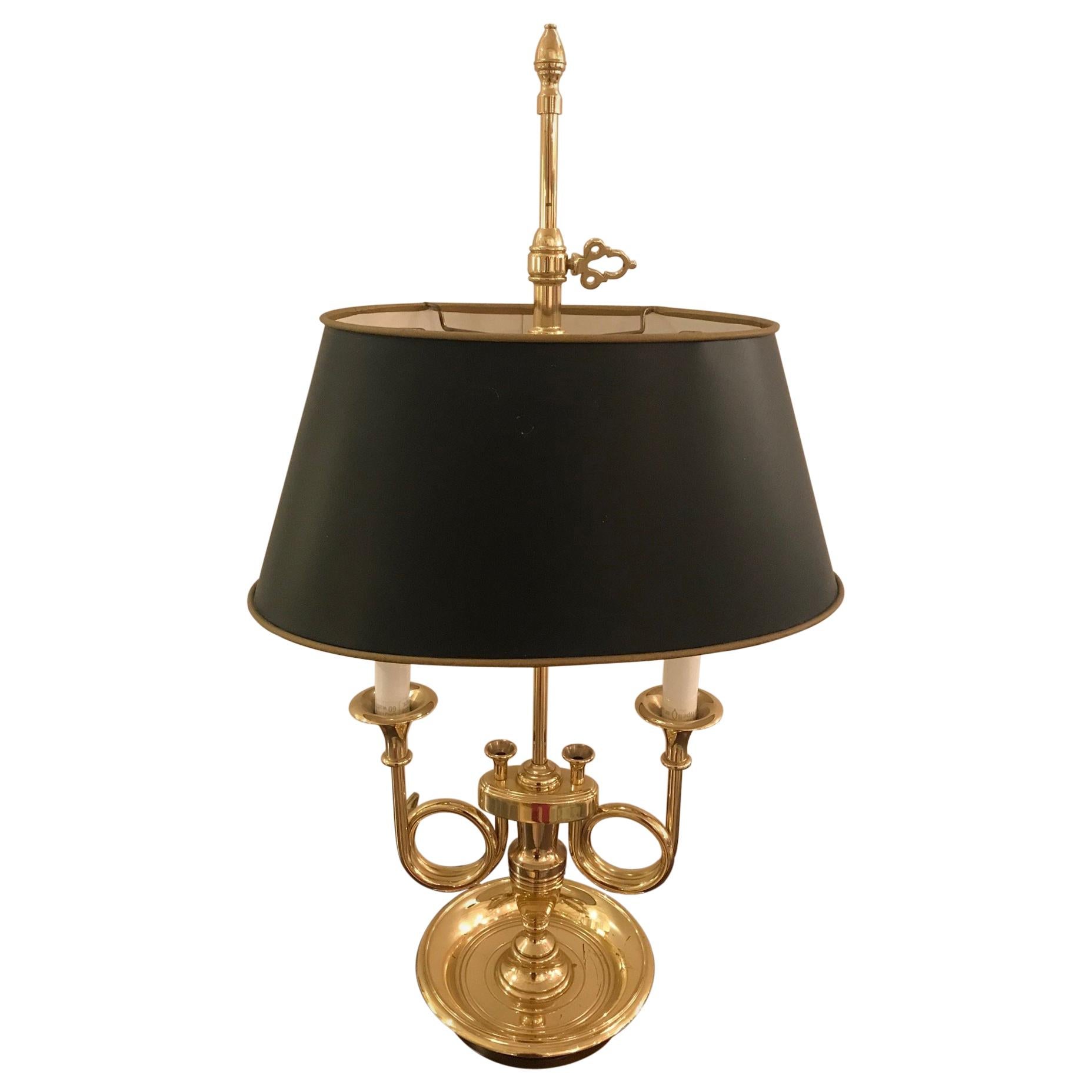 Classic Baldwin Brass Two-Arm French Horn Style Table Lamp
