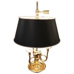 Classic 3 Arm Brass French Horn Style Table Lamp by Baldwin