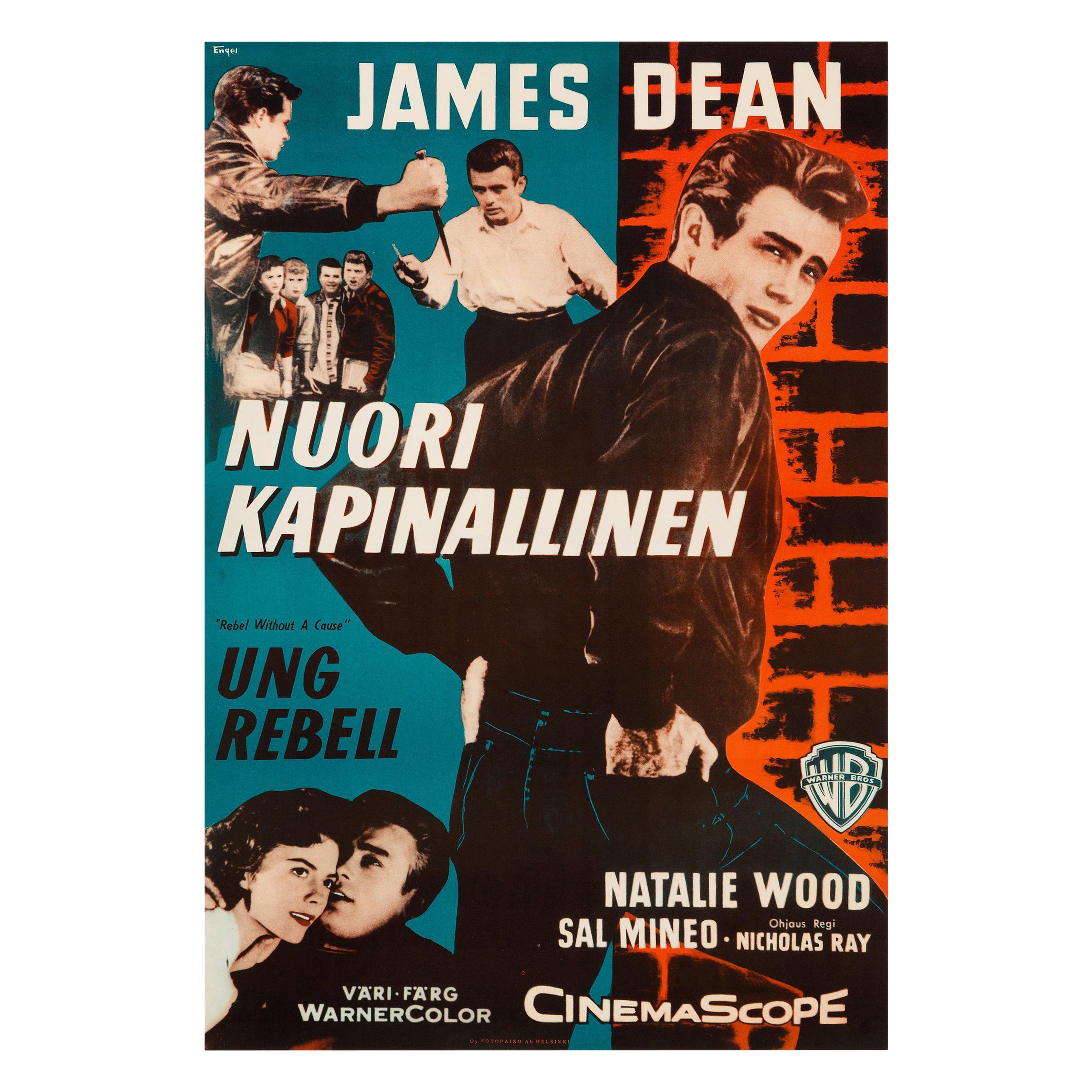 James Dean 'Rebel Without a Cause' Original Vintage Movie Poster, Finnish, 1956