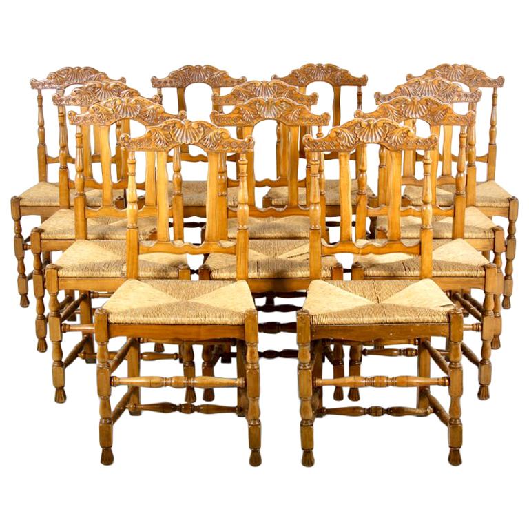 10 Matched Cherry Provencal Chairs