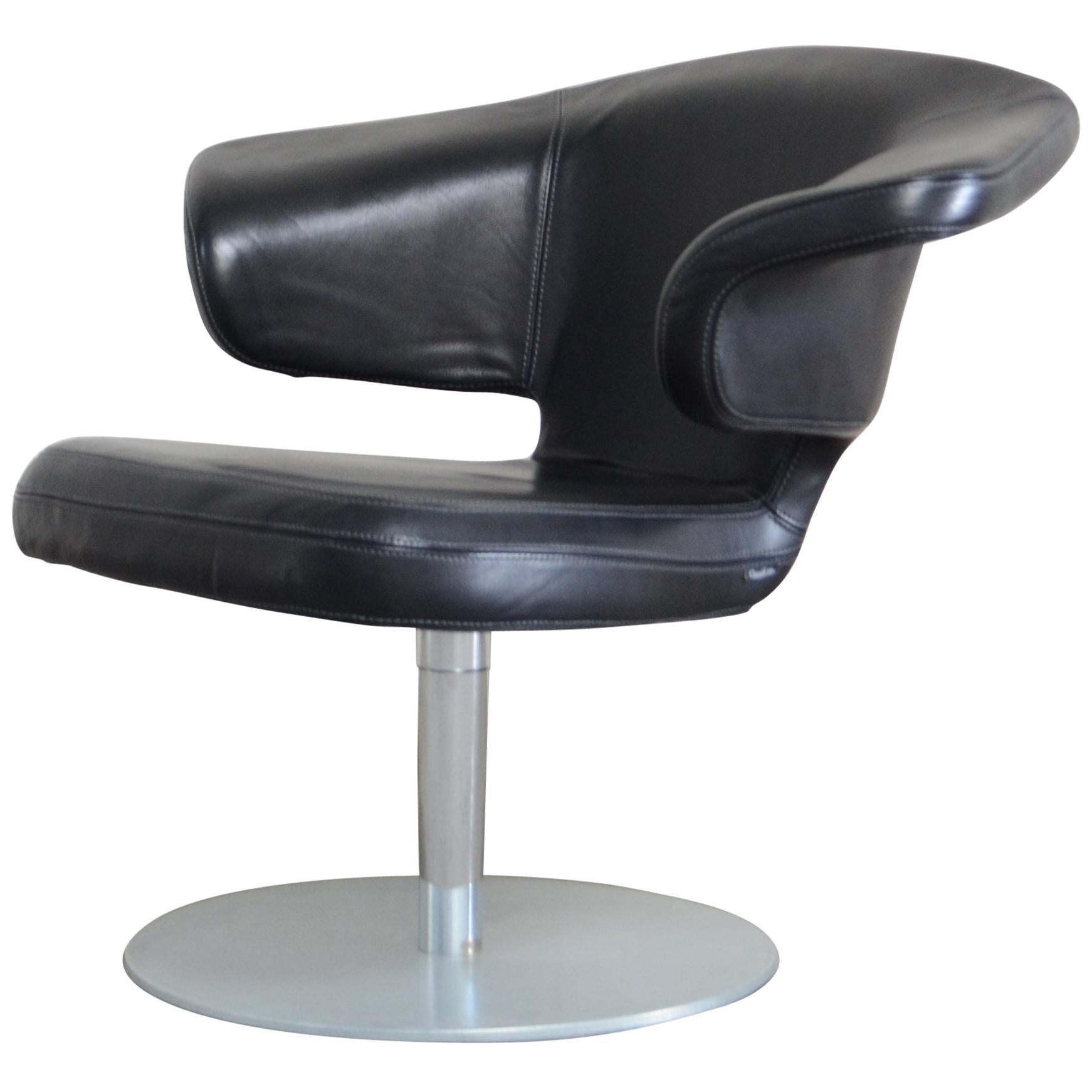 Rare Prototype of ClassiCon Munich Lounge Chair Black Leather For Sale