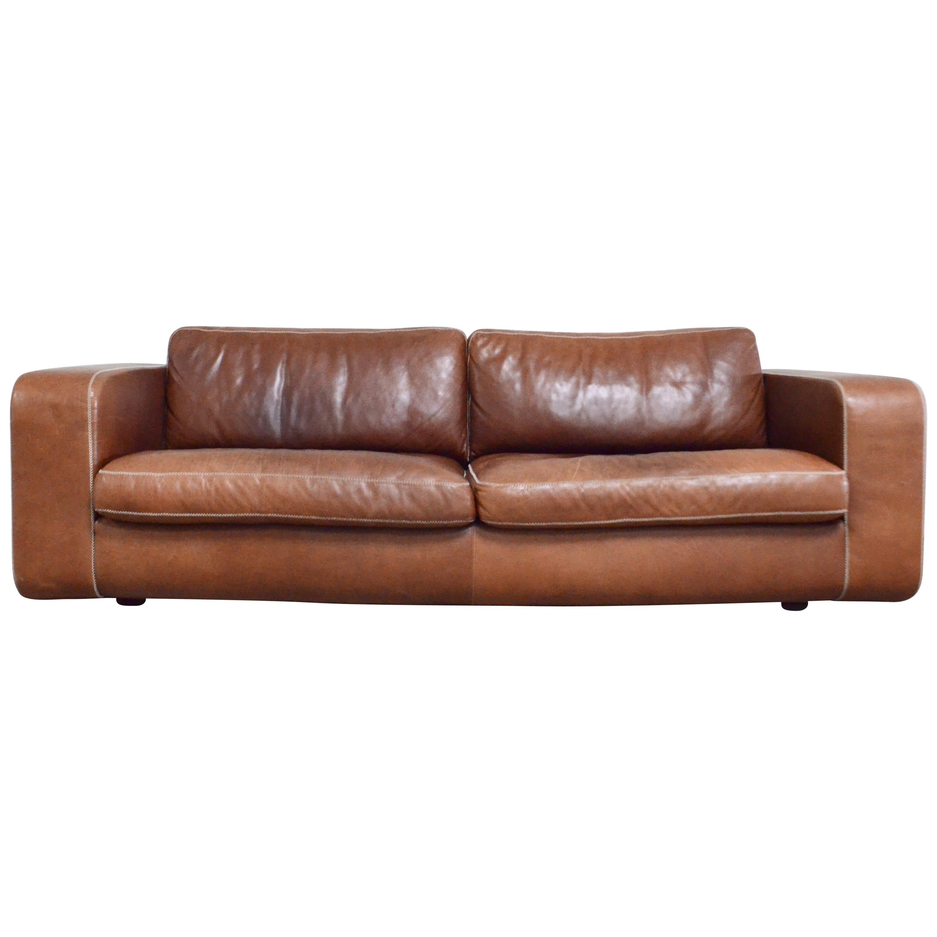 Machalke Cognac Leather Sofa Model Valentino