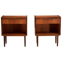 Vintage Danish Pair of Teak Nightstands