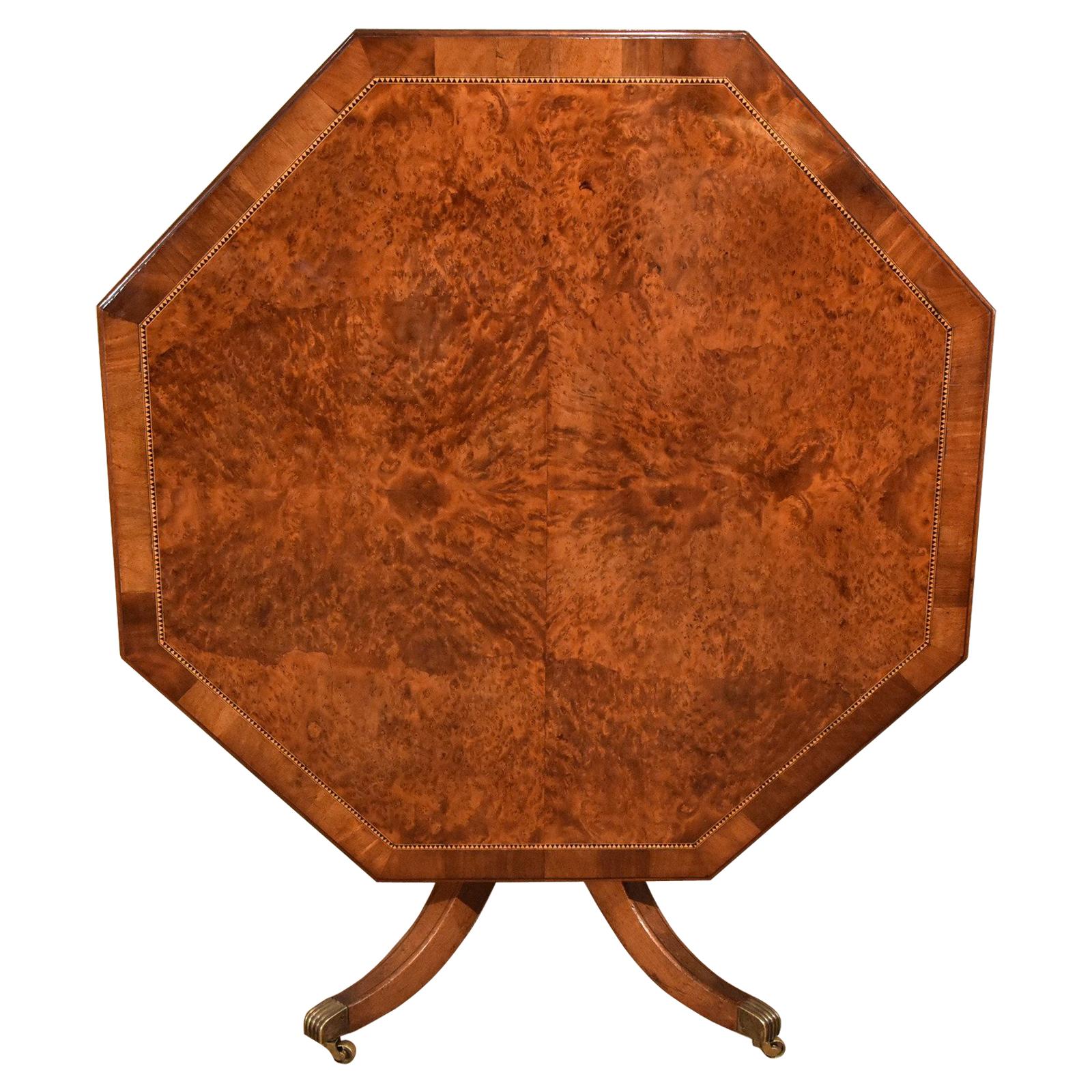 Yew Wood Hexagonal Table Inlaid Stamped Gillows