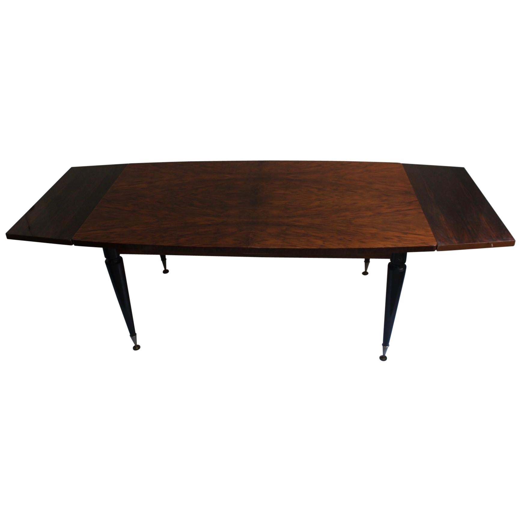 French Art Deco High Quality American Walnut Burl Extensible Dining Table, 1940s For Sale