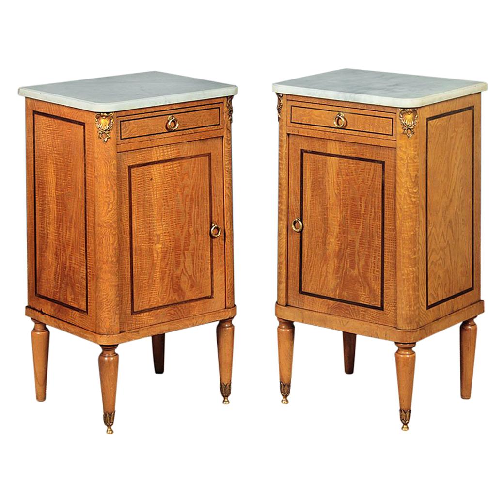 Fine Pair of Marble Topped Bedside Cabinets, circa 1900