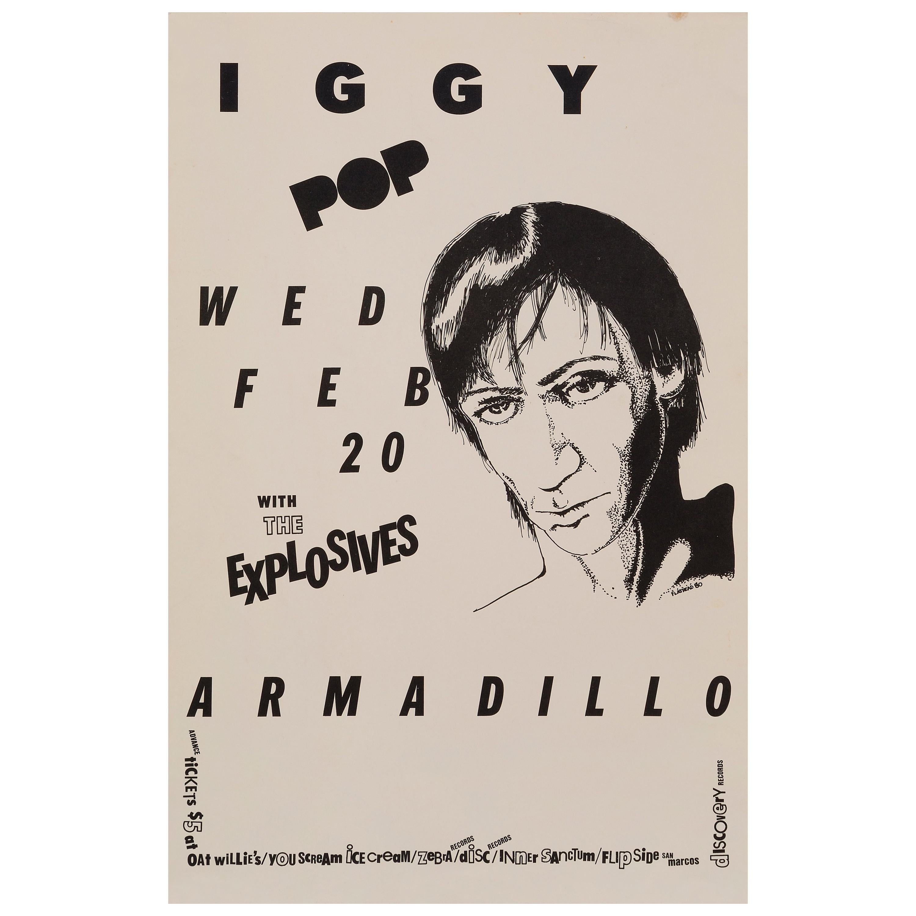 Iggy Pop Original Vintage Concert Poster, Austin, Texas, 1980