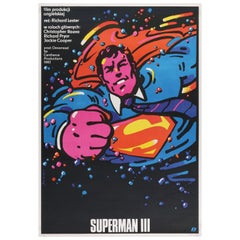 'Superman III' Original Vintage Movie Poster, Polish, 1983