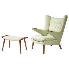 Hans Wegner AP-19 Papa Bear Chair and Ottoman, Teak