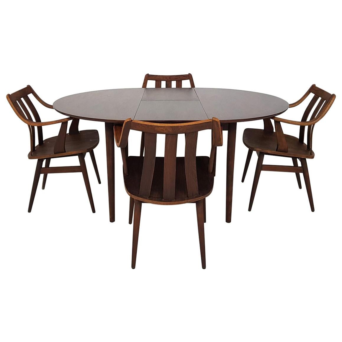 Rosewood Mid-Century Modern Set of Dining Table and Chairs, Dutch Design 1960s