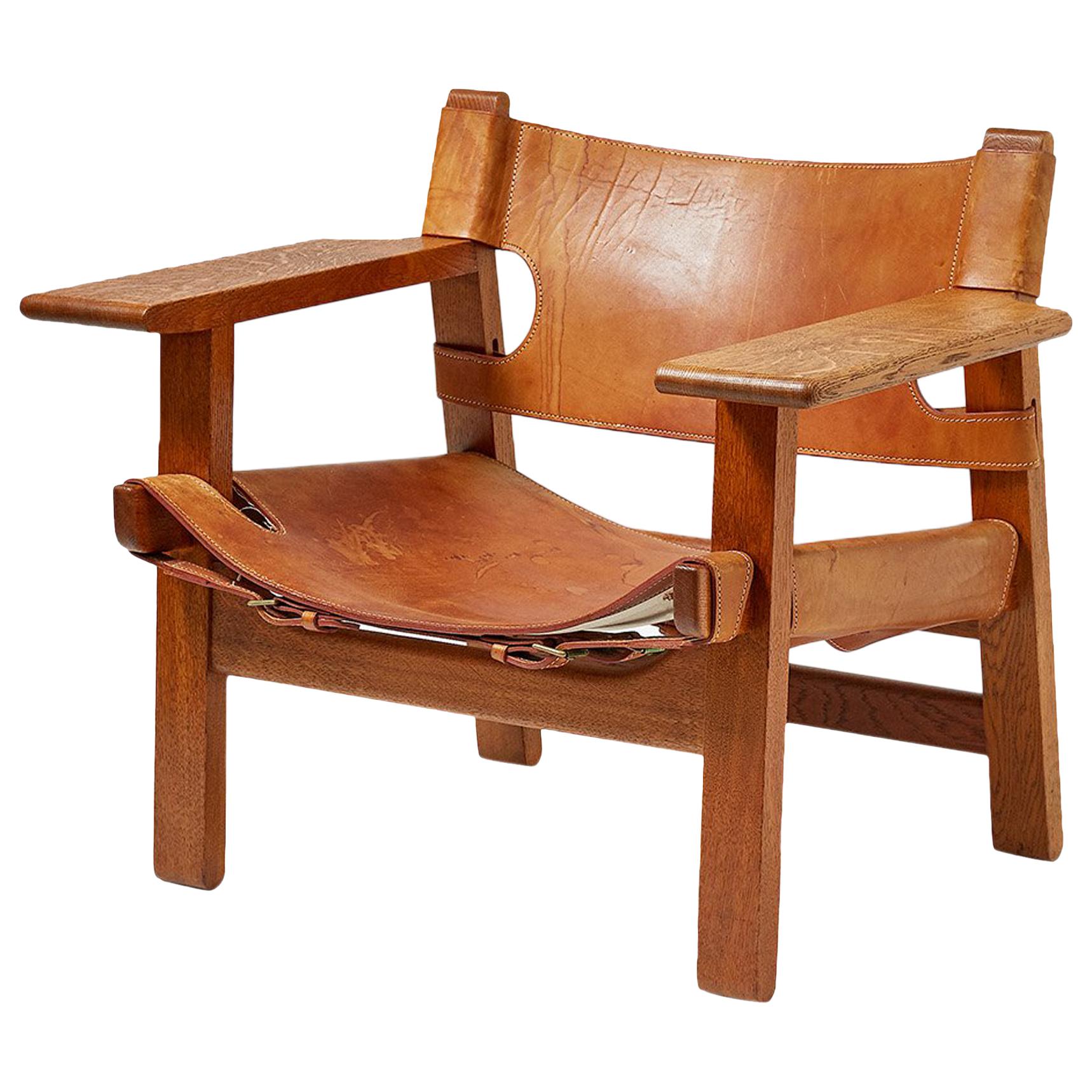 Børge Mogensen Spanish Chair, Oak and Leather, 1958 at 1stDibs 1958