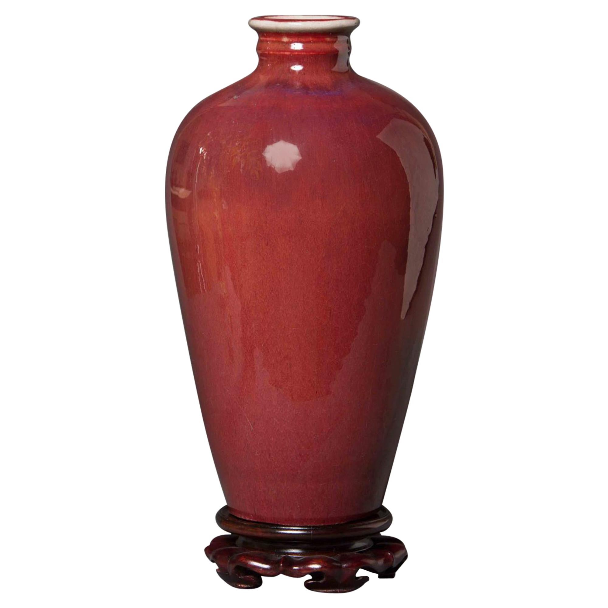 Oxblood Vase with Mei' Ping-Shape For Sale