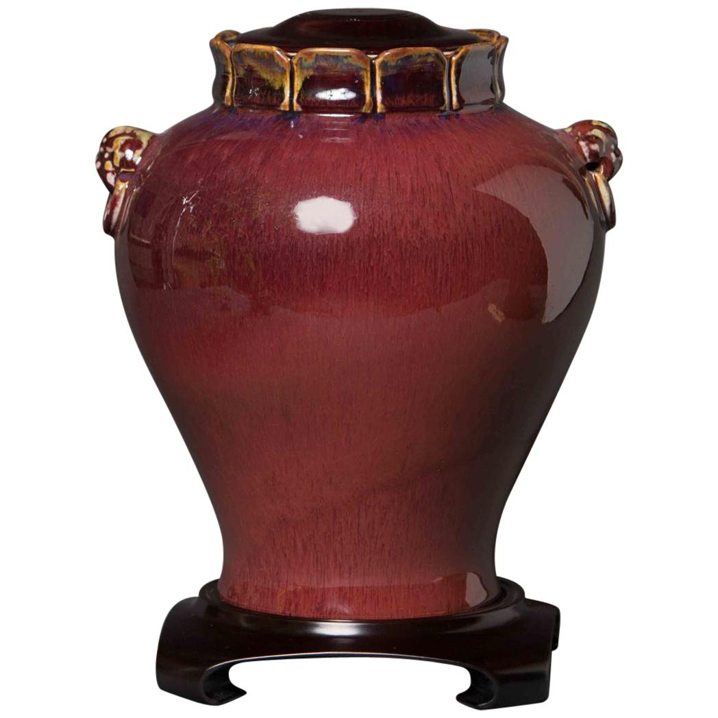 Oxblood Jar with Carved Maker's Name For Sale