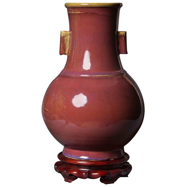 Oxblood Vase with Scroll Handles and Tai Ching Young Cheng Mark For Sale