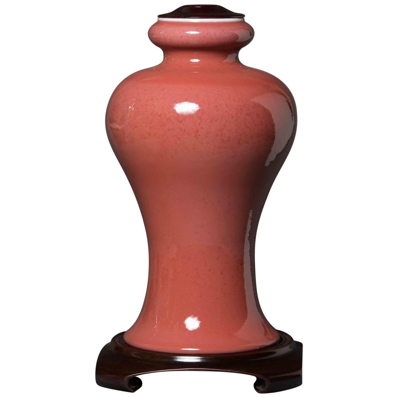 Peach Red Glazed Vase Ceramic Chinese, 1900 For Sale