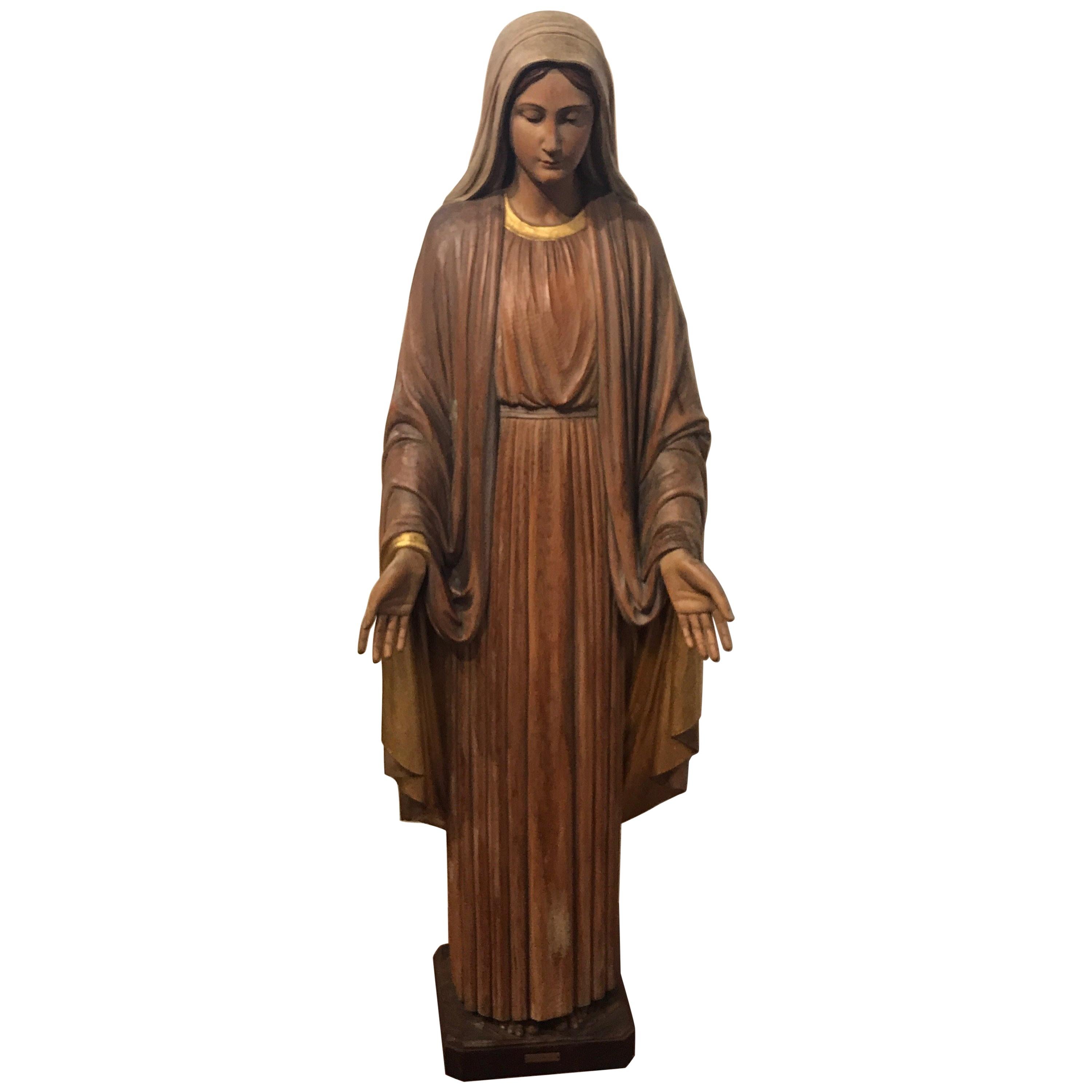 Large Religious Had Carved Statue of Virgin Mary