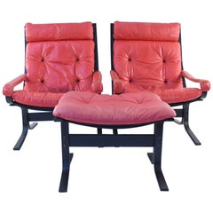 Ingmar Relling Siesta Pair of Lounge Chairs and Foot Stool 