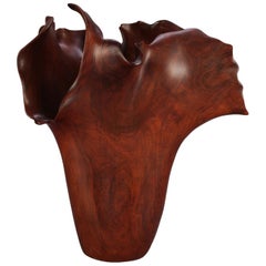 Mid-Century Modern Style Freeform Carved Rosewood Sculpture Signed Phom