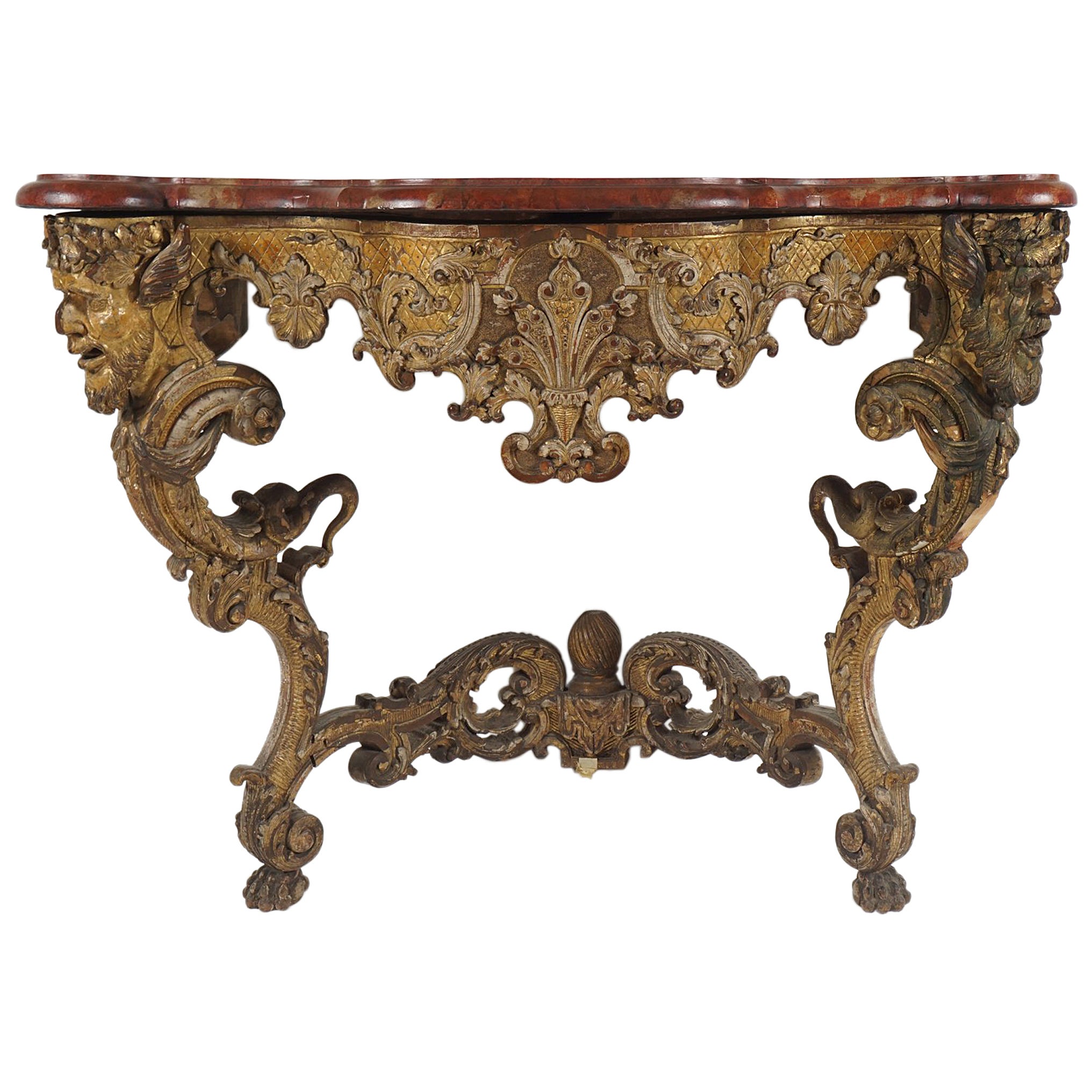 Northern European Baroque Giltwood Console Table For Sale at 1stDibs