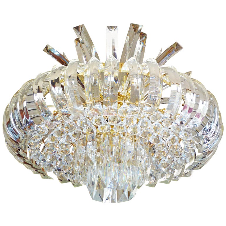 Large Sculptural Italian Curved Lucite 10light Giltbrass ...