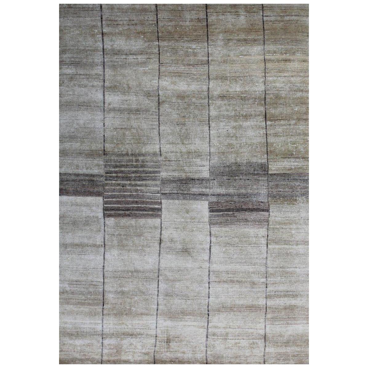 Ivory Cream Beige Natural Silk Hand-Knotted Runner Size Rug In Stock