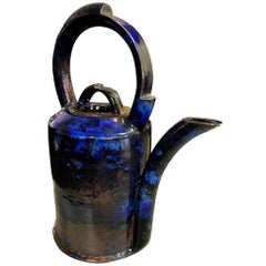 Anne A. E. Hirondelle Signed Large Modern Ceramic Pottery Glazed Vessel Teapot
