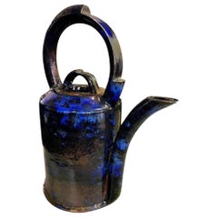 Used Anne A. E. Hirondelle Signed Large Modern Ceramic Pottery Glazed Vessel Teapot