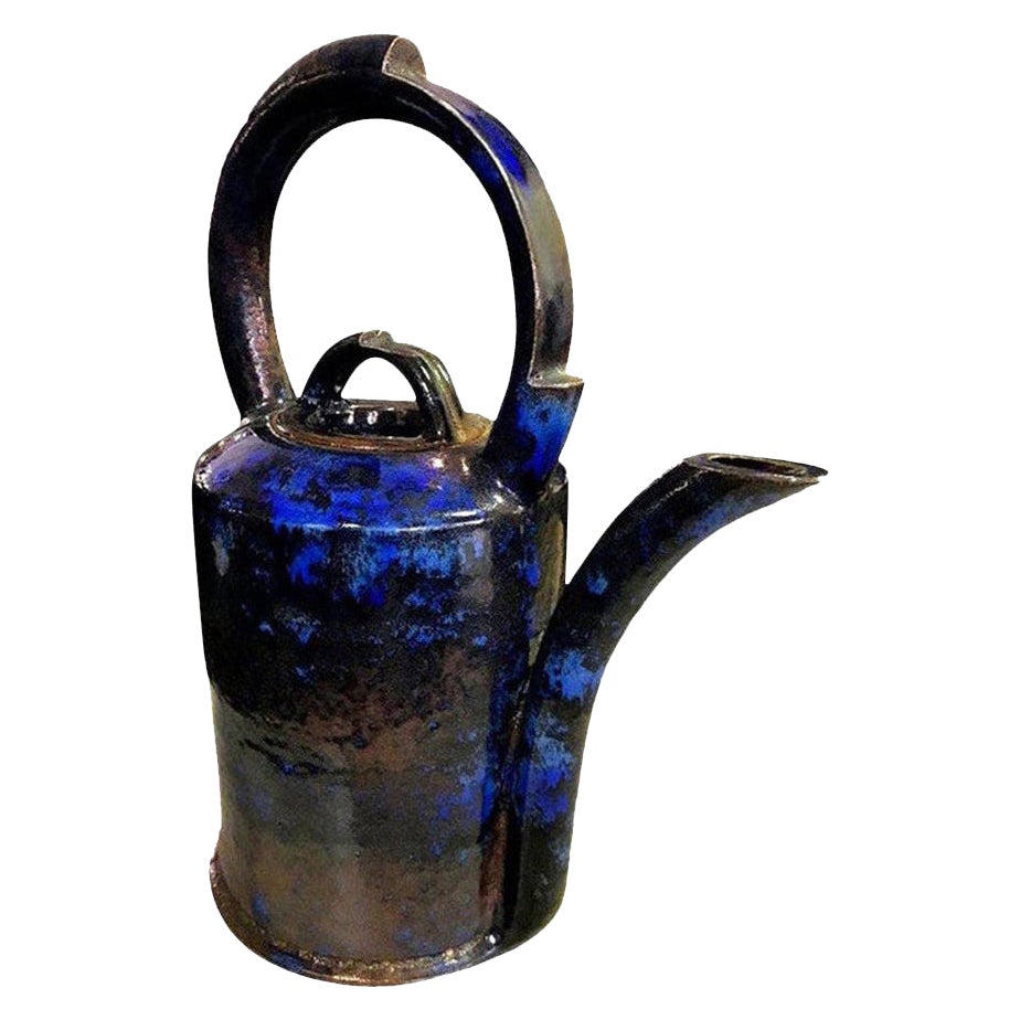 Anne A. E. Hirondelle Signed Large Modern Ceramic Pottery Glazed Vessel Teapot