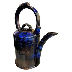 Anne A. E. Hirondelle Signed Large Modern Ceramic Pottery Glazed Vessel Teapot