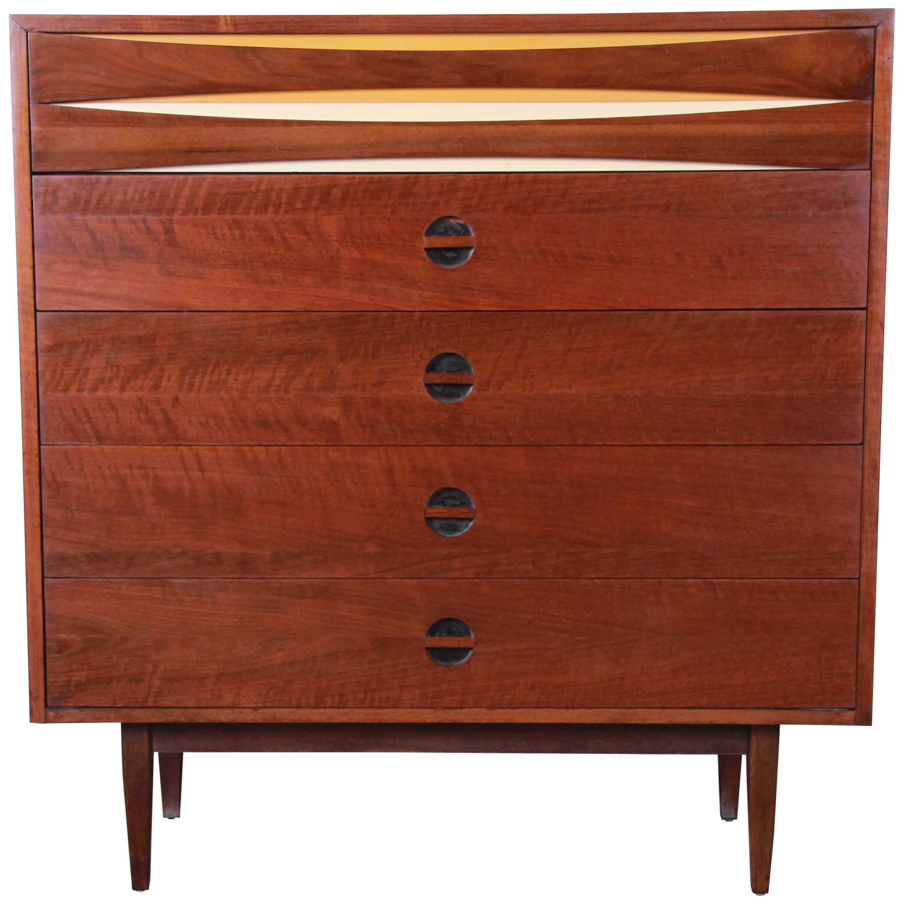 Arne Vodder Style Mid-Century Modern Walnut Highboy Dresser, 1960s