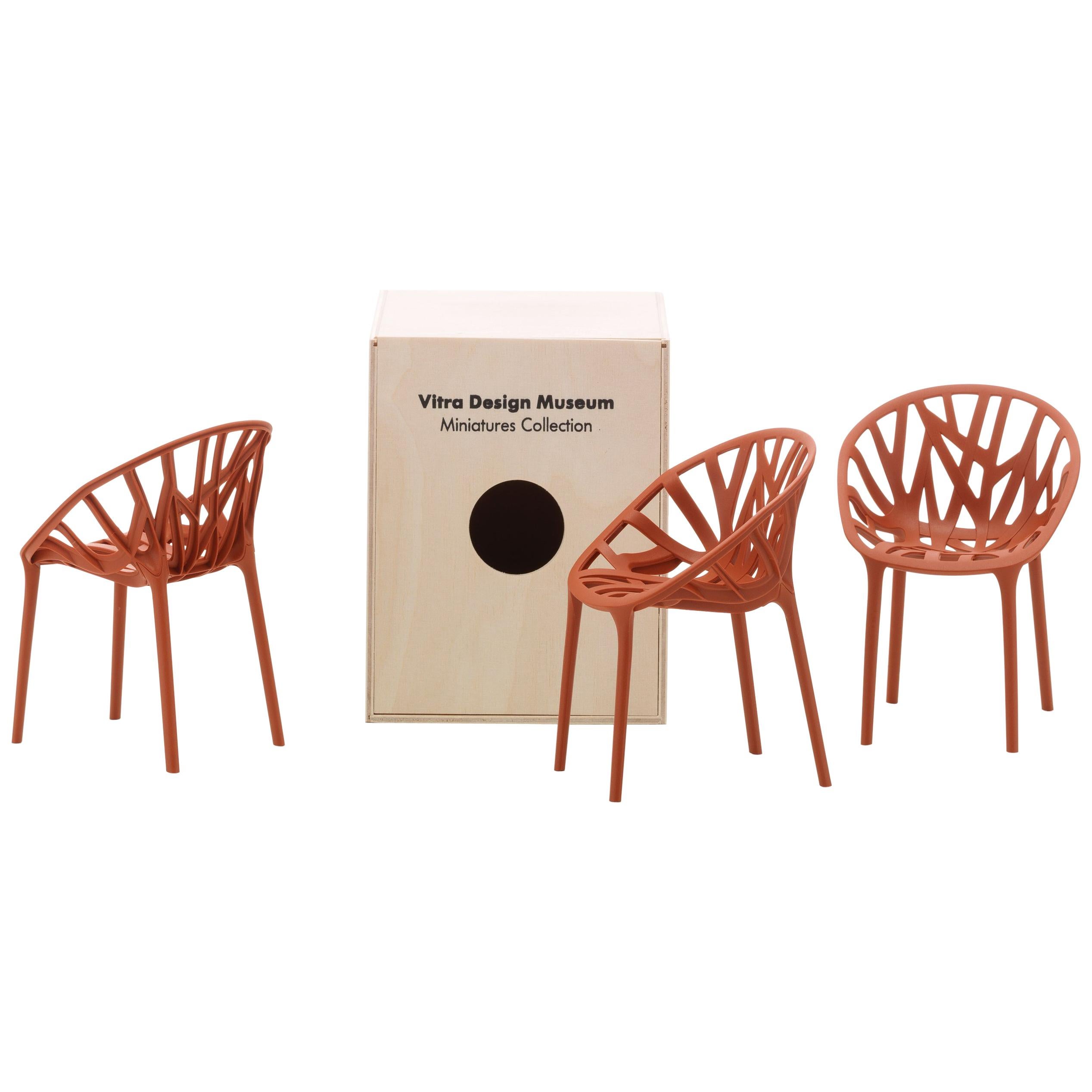 Vitra Miniature Vegetal Chairs in Brick by Ronan & Erwan Bouroullec 'Set of 3' For Sale