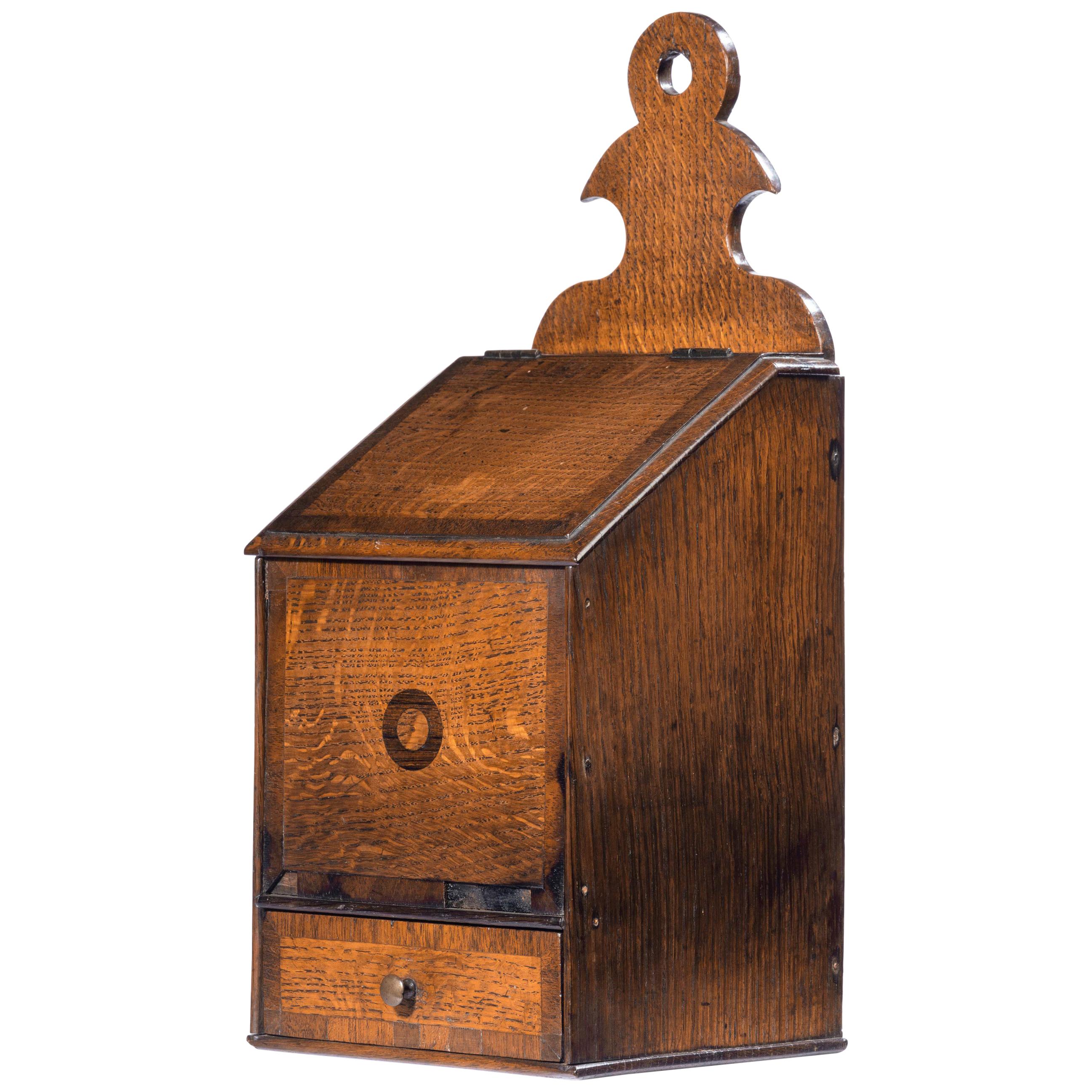 George III Period Oak and Mahogany Salt Box
