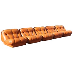 Mimo Modular Sofa Rino Maturi 1970 Cognac Leder Italienisches Design Nuvolone Sofa