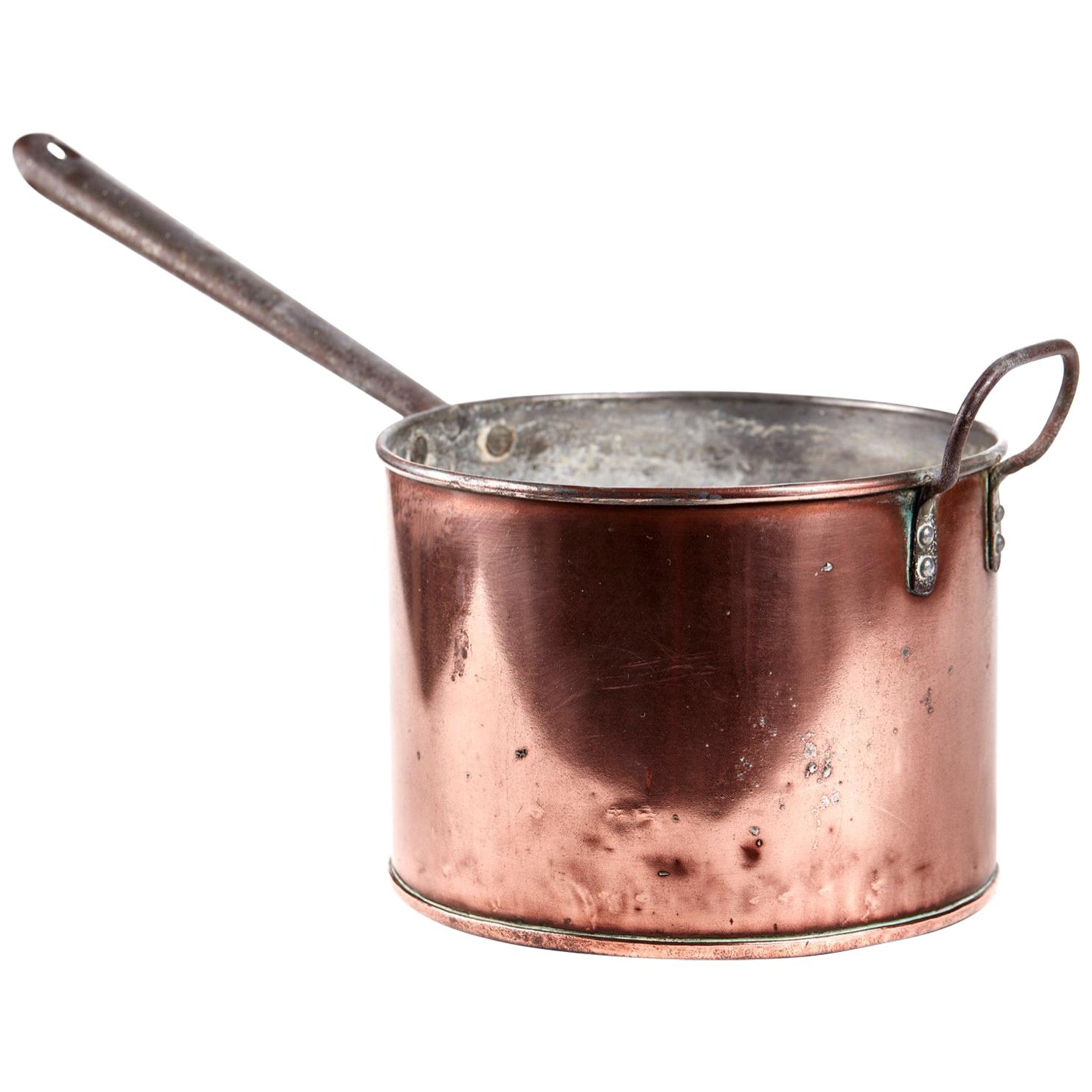 Large Georgian Antique Copper Saucepan For Sale