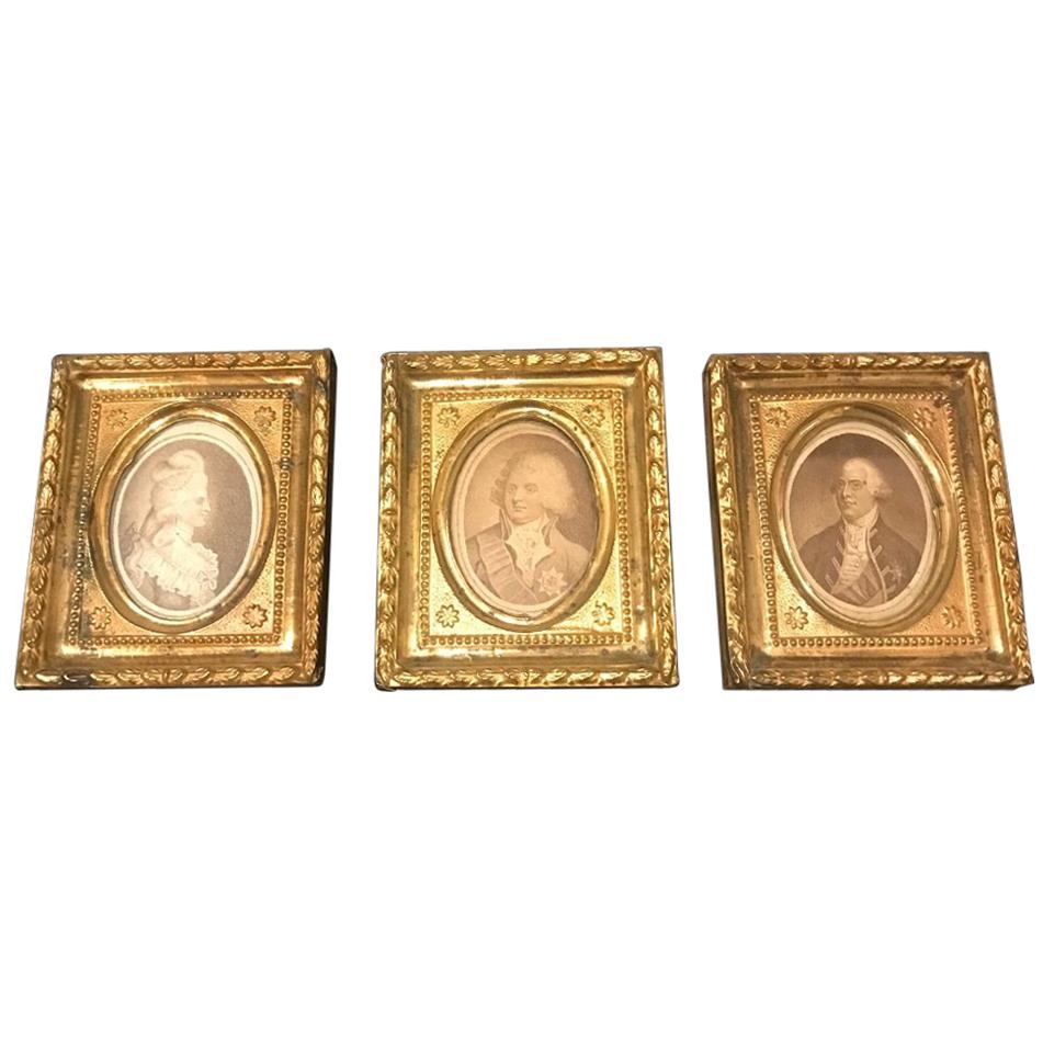 18th Century Set of Three Miniature Pressed Brass Frames