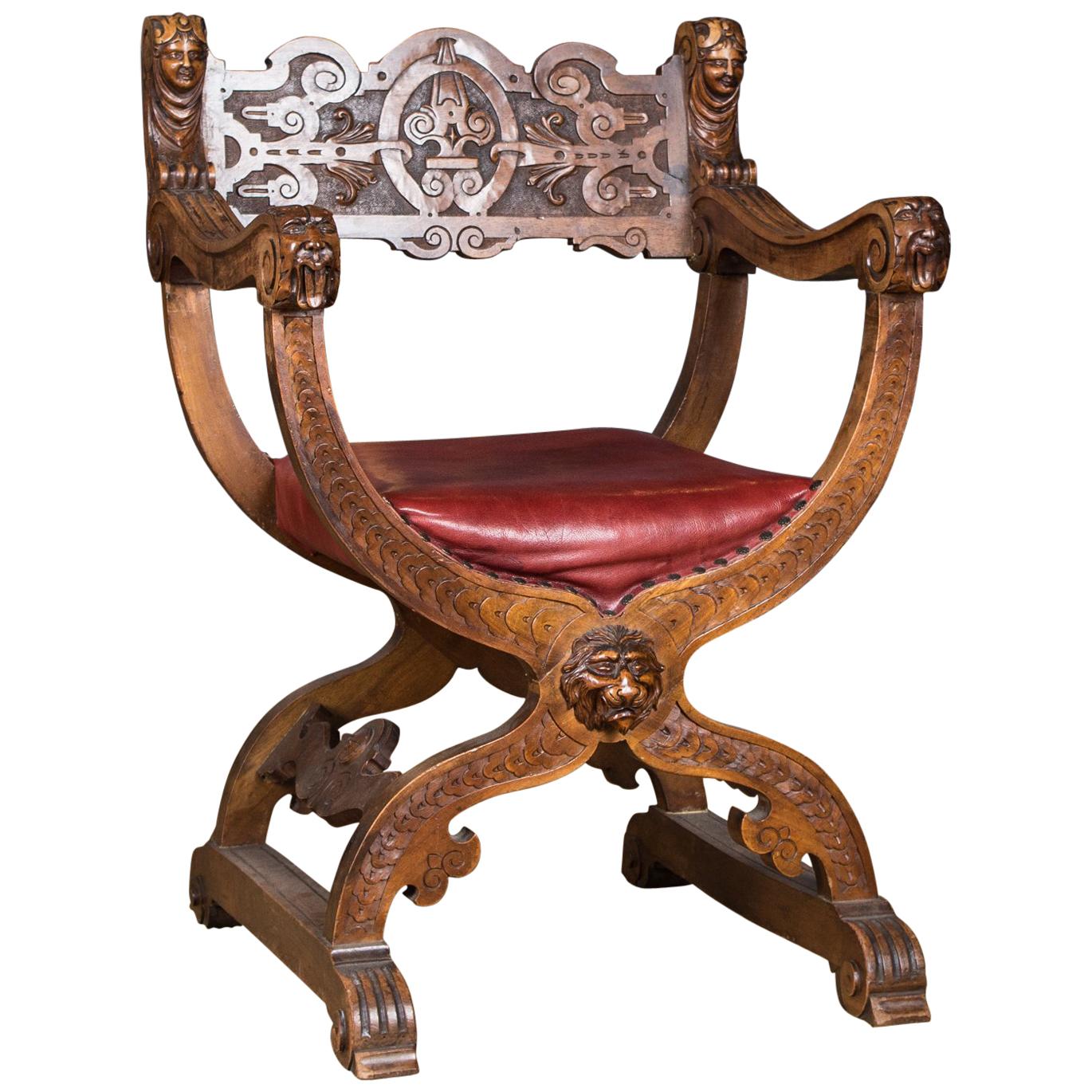 Neo Renaissance Armchair, 19th Century Walnut  German Master Pice