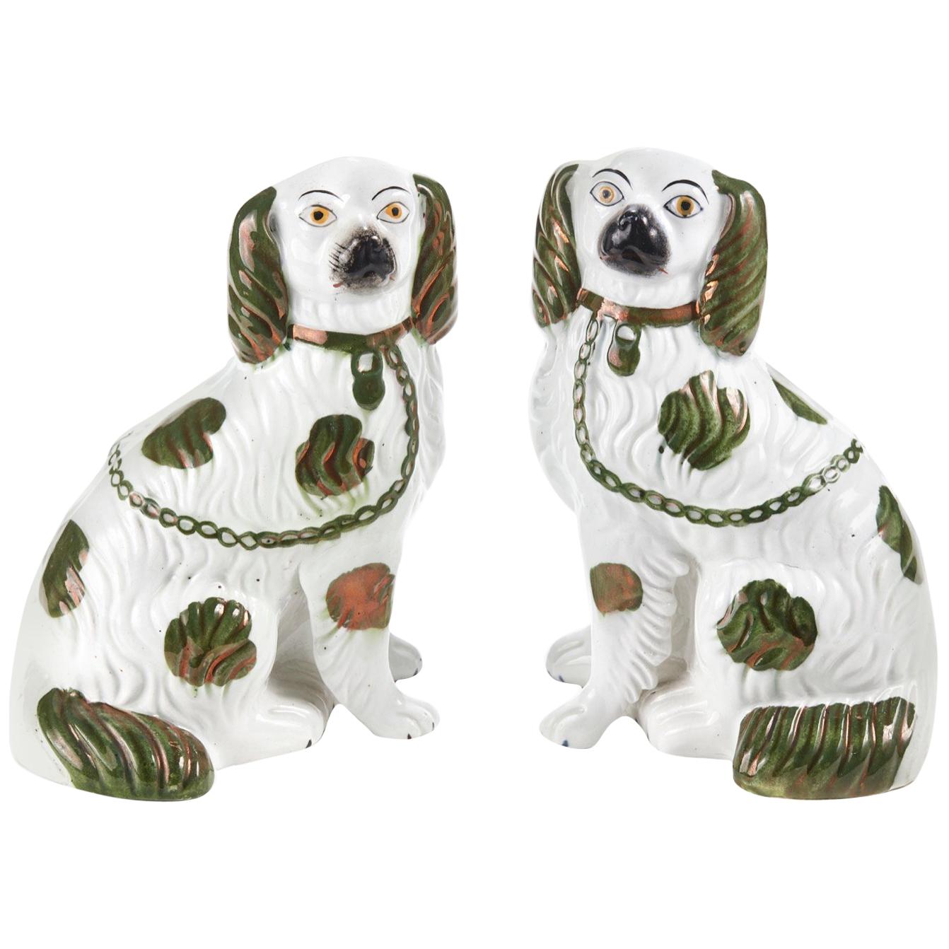 Pair of 19th Century Staffordshire Copper Lustre Spaniels