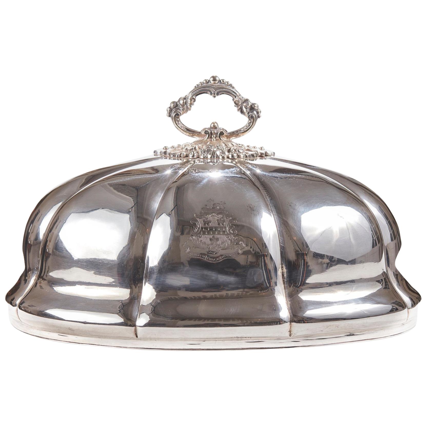 Antique Silver Plated Meat Dome, circa 1860 For Sale