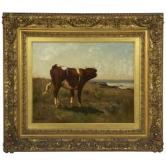 Pastoral Landscape Painting of a Cow by John Carleton Wiggins, Barbizon