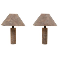 Pair of Table Lamps in Cork by Ingo Maurer, Germany, 1970s