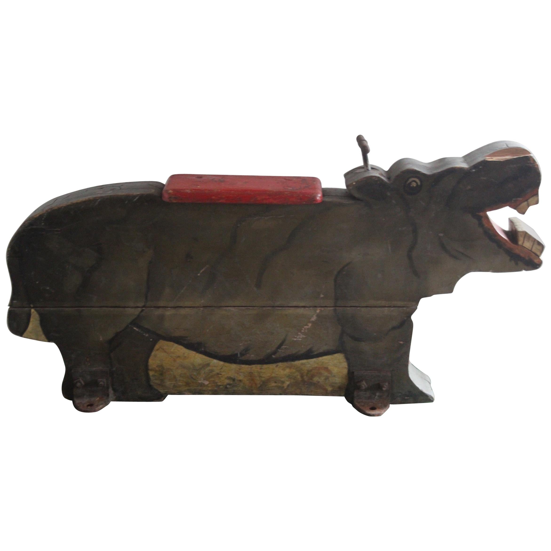 Hippopotamus Wooden, Swiss Carousel for Children