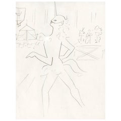Drawing by Jean Cocteau "La Dame a la licorne", 1953