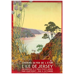 Affiche originale de voyage en chemin de fer Jersey Island par Chemins De Fer De L'Etat