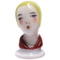Almohadón Art Decó Cabeza de muñeca de William Goebel