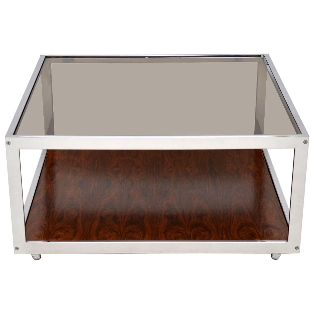 1970s Vintage Chrome Coffee Table by Howard Miller Associates