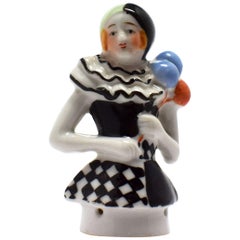 Raro cojín alfiler Art Decó Pierette Media Muñeca