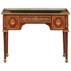 Fine French Neoclassical Rosewood and Bronze Leather Writing Desk, 19th Century