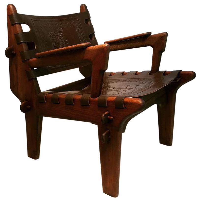 Leather Angel Pazmino 's Armchair for Muebles De Estilo circa 1960 Ecuador For Sale